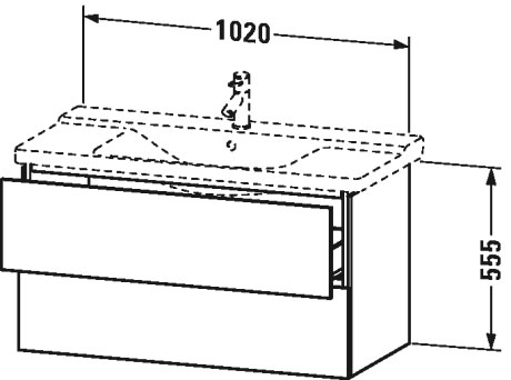 LC625004343 Тумбочка подвесная L-Cube #LC6250 1020 x 481 мм Базальт матовый, декор Duravit - Вид №1