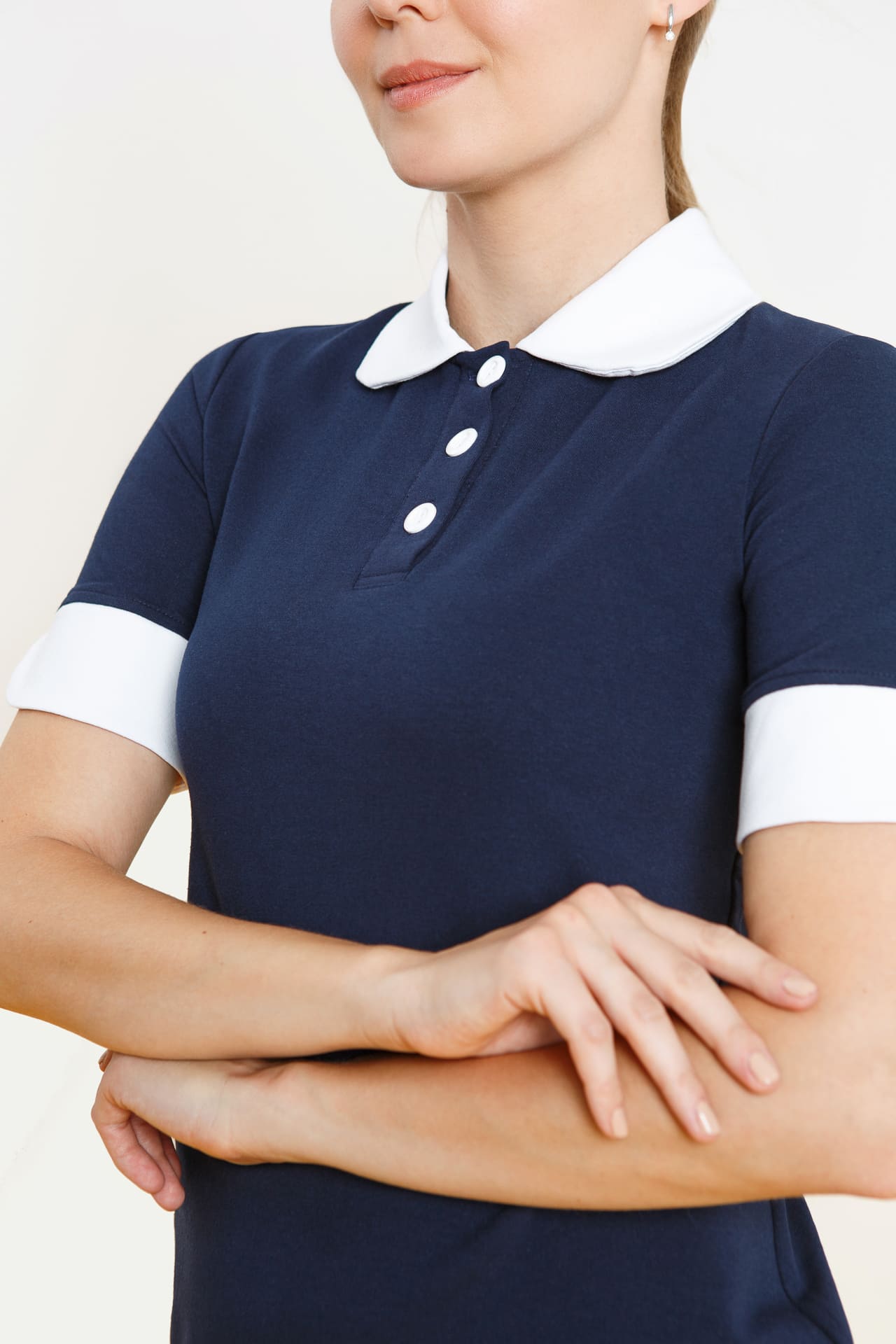 64659 Платье-поло трикотажное цвет NAVY (темно-синий) GRACE  Одежда для обслуживающего персонала  размер 48 (L)  - Вид №5