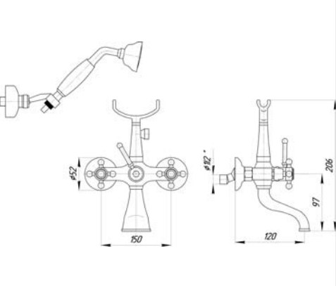 Смеситель MIGLIORE Lady ML.LAD-902.BR для ванны/душа - бронза  - Вид №1