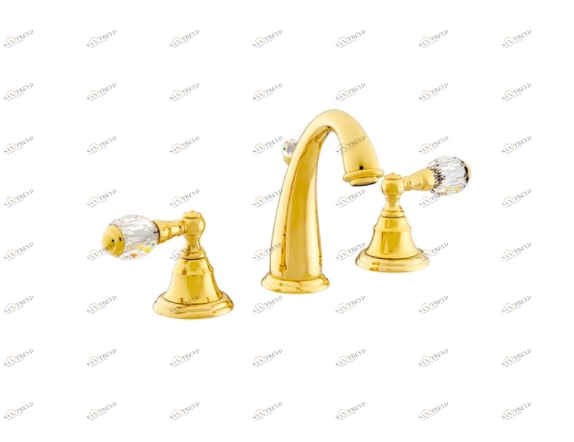 037601.000.50 Раковина с тремя отверстиями и кристаллами Swarovski Яркий хром Mestre Pacifica