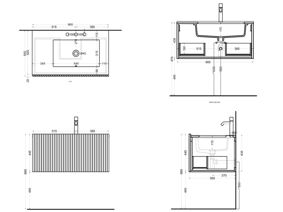 Подвесной шкаф из массива дерева со встроенной раковиной Ceramica Cielo Filo ARCH-00061556 - Вид №1