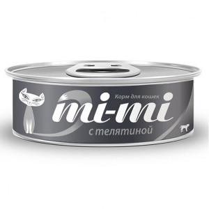 ПР0051375 Корм для кошек Кусочки в желе телятина банка 80г Mi-mi