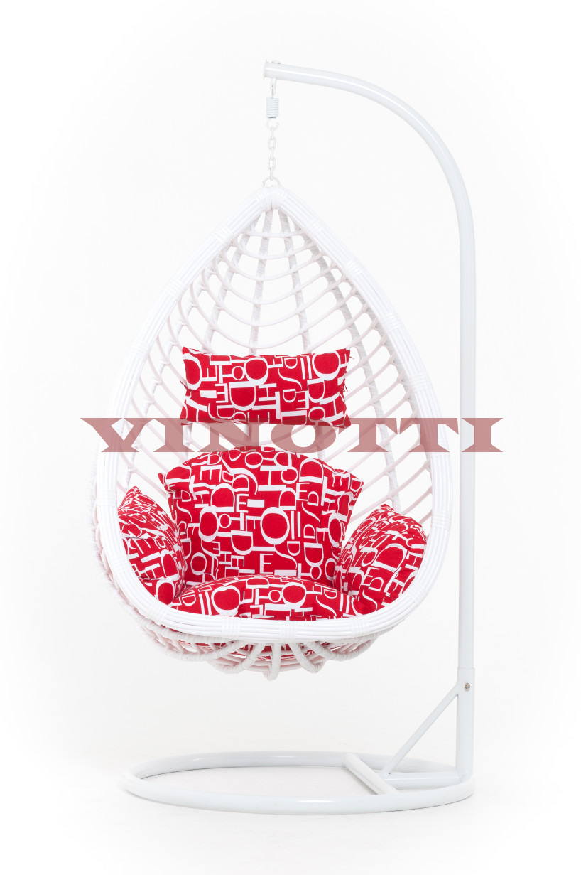Подвесное кресло белое из искусственного ротанга 44-004-07 VINOTTI  00-3885145 Белый;красный  - Вид №2
