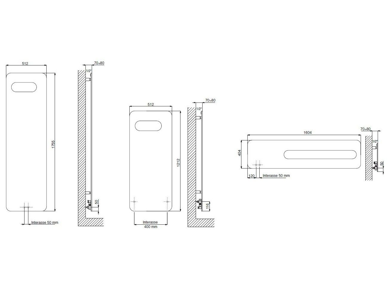 Настенный полотенцесушитель из углеродистой стали Cordivari Design Экстраслим ARCH-00034562 - Вид №2