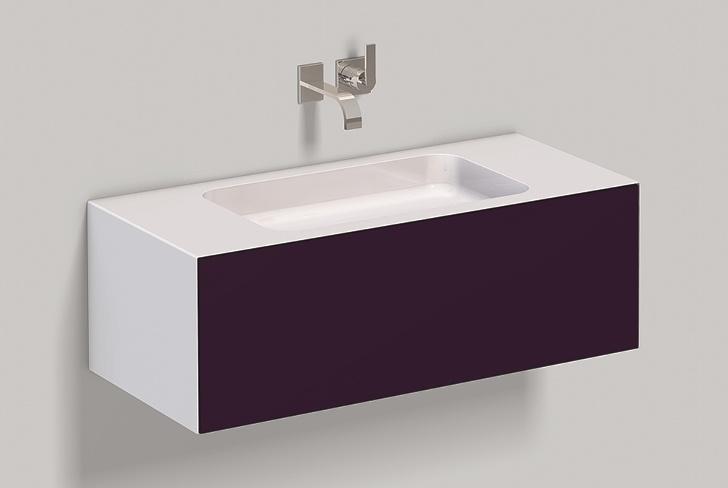 5156512000 Умывальник с тумбой, wp.folio4, белая, лакированная, шелковисто-матовый блеск, баклажан Alape серия FO (Folio) 