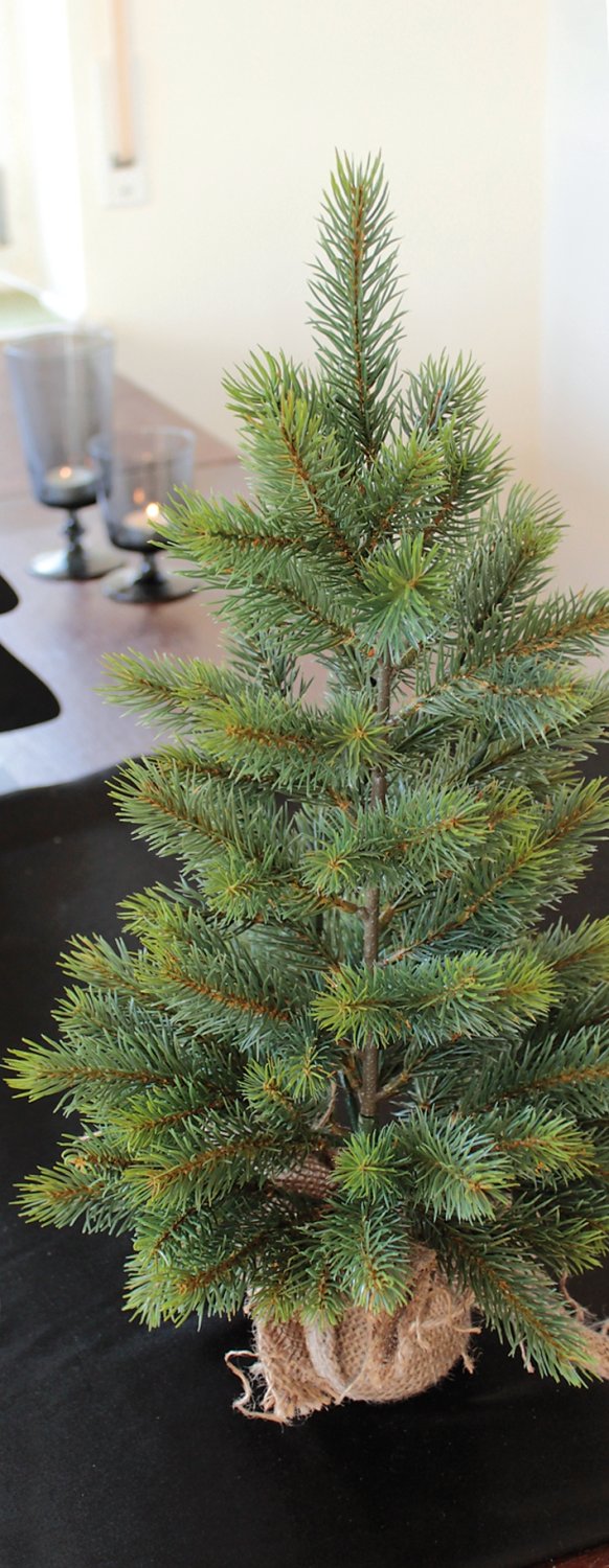 1765 883 a3 Искусственная елка в джутовом мешочке, 48 см, зеленая H-andreas  - Вид №2