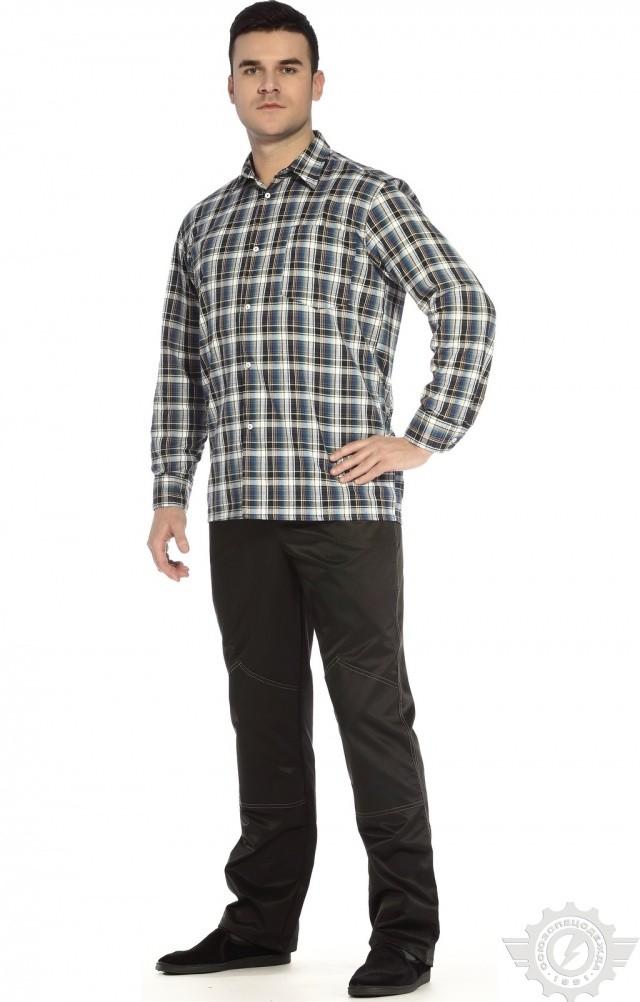 69158 Сорочка рабочая синяя  Толстовки, рубашки, футболки, тенниски размер 60-62 Спецодежда  - Вид №4