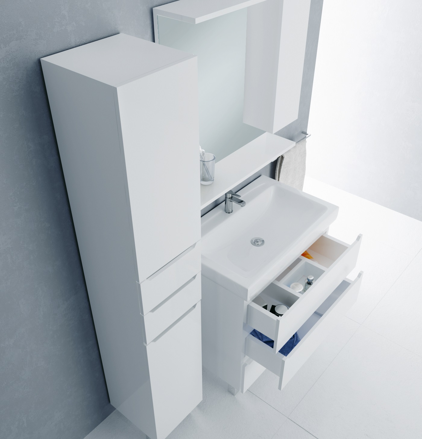 У57594 Тумба Кода 60Н 3в.я. Белый глянец, МДФ 1 Marka Кода  - Вид №4