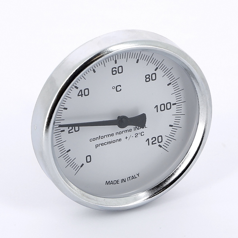 Термометр биметаллический 80мм с погружной гильзой EMMETI 120 град.C гильза 50мм 00610812