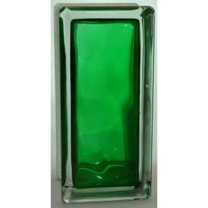 Стеклоблок Vitrablock Волна окрашенный внутри половинка цвет изумрудный