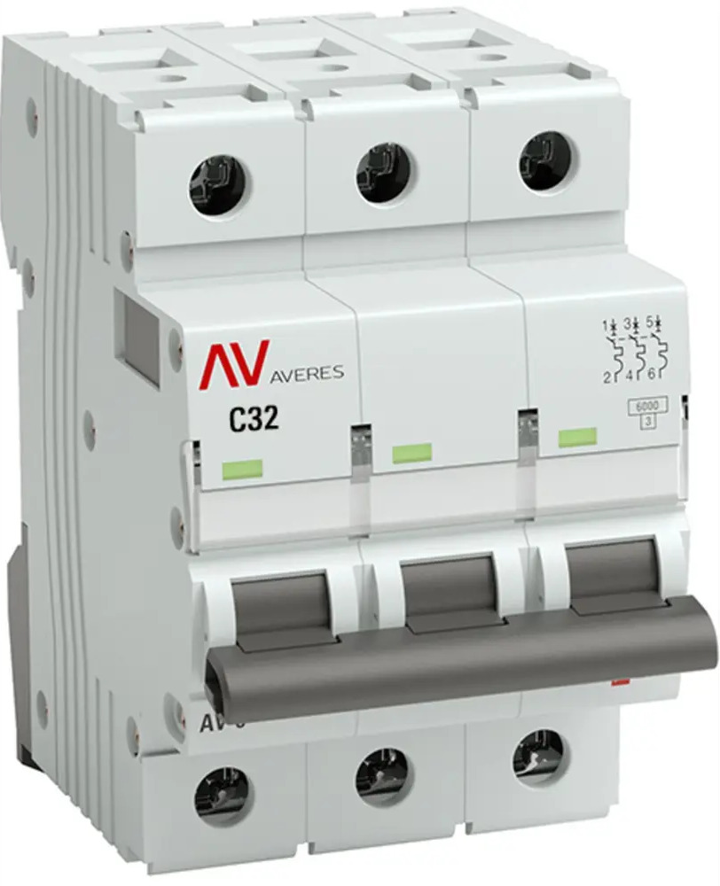 Автоматический выключатель EKF AV-6 3P C32A для защиты электросети 84579889