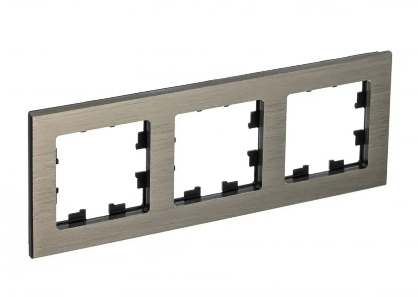 91508896 Рамка для розеток и выключателей Systeme electric Atlasdesign Nature 3 поста цвет латунь STLM-1117122