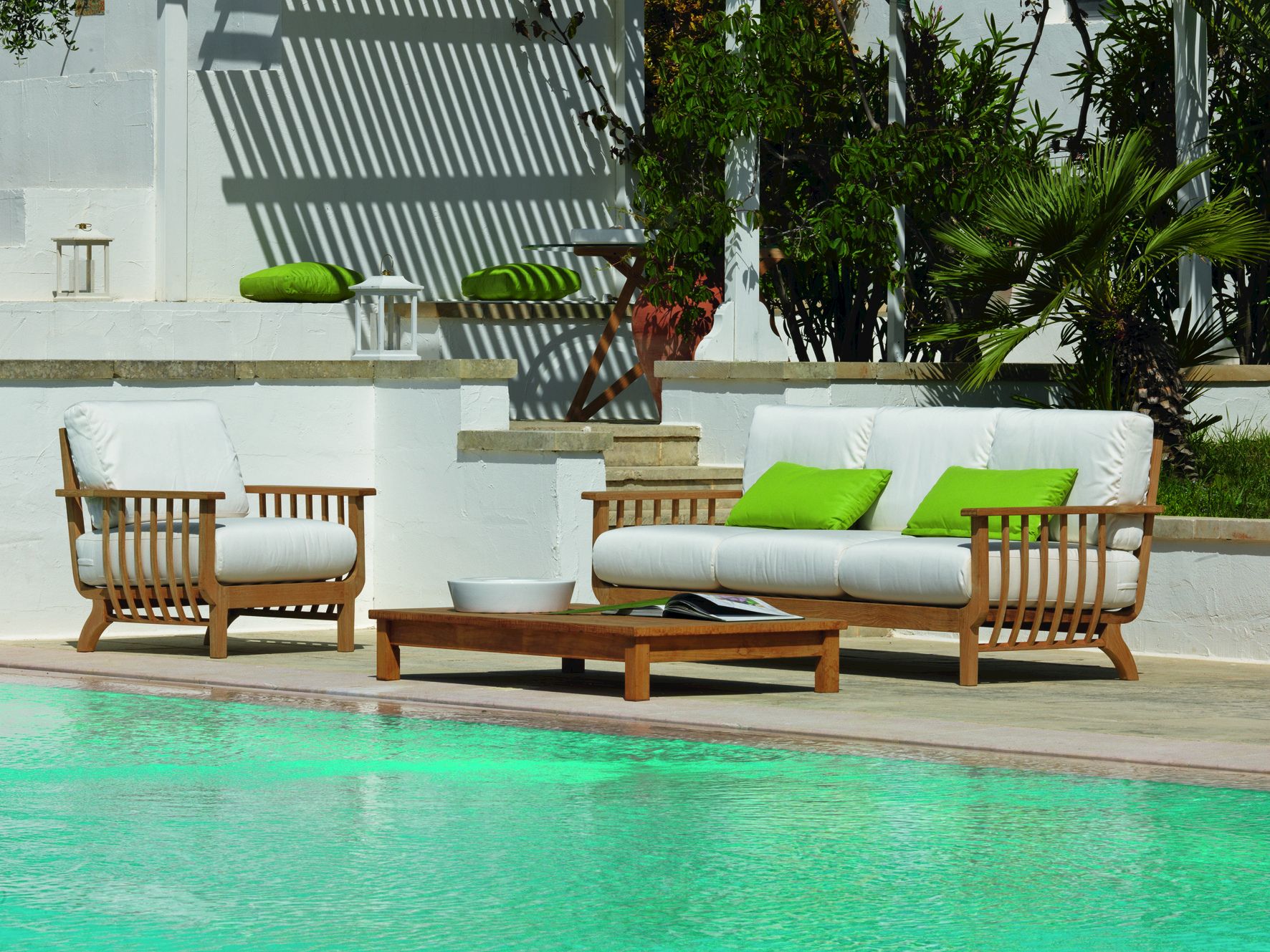 Садовый диван из тикового дерева и акриловой ткани Unopiù Chelsea ARCH-00045719 - Вид №3