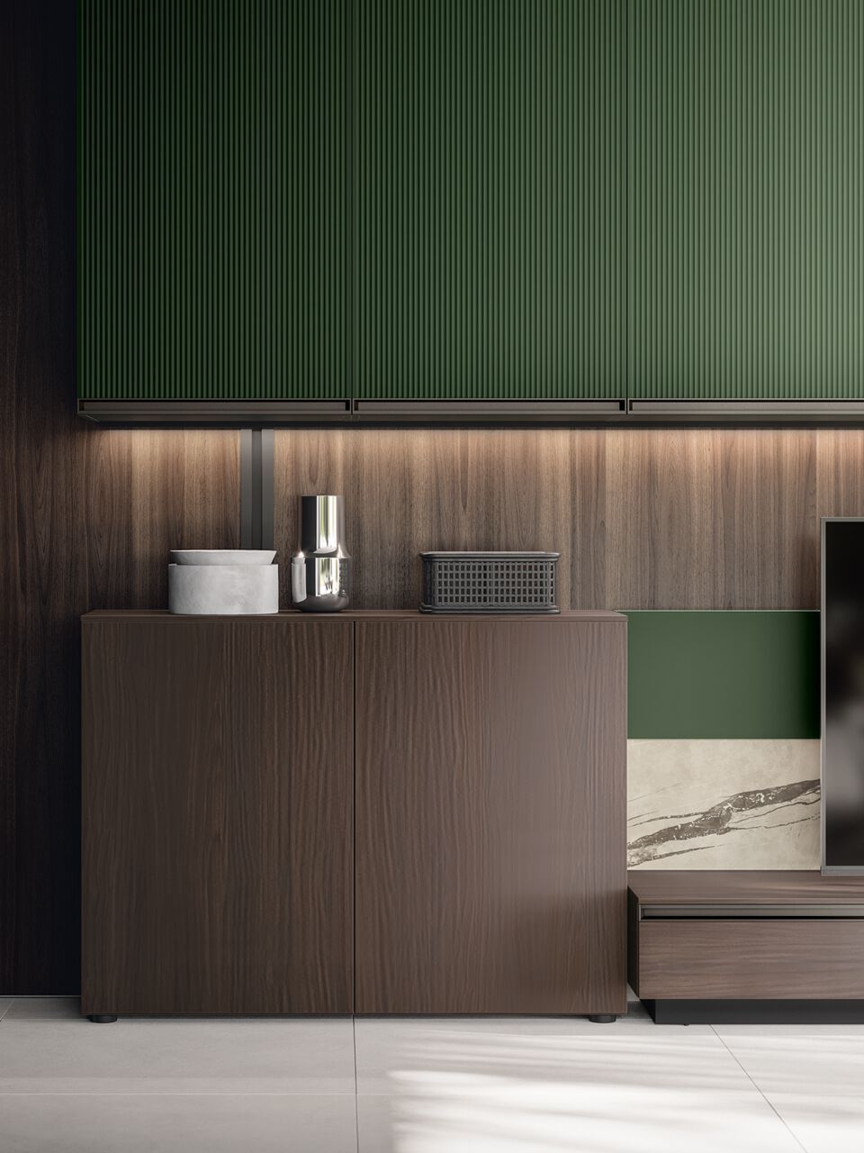 Деревянная секционная стена с боковыми модулями Santalucia Mobili Шах ARCH-00078179 - Вид №1