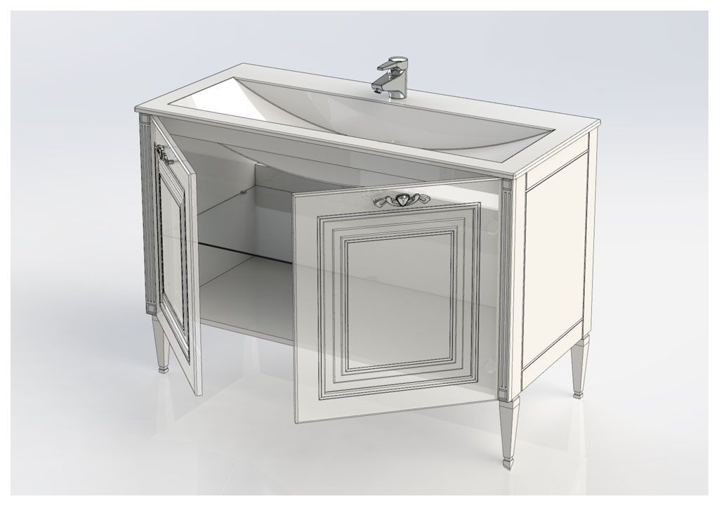 Тумба с раковиной Aquanet Паола 120 белый/серебро (литьевой мрамор) 0018176300164747 - Вид №3
