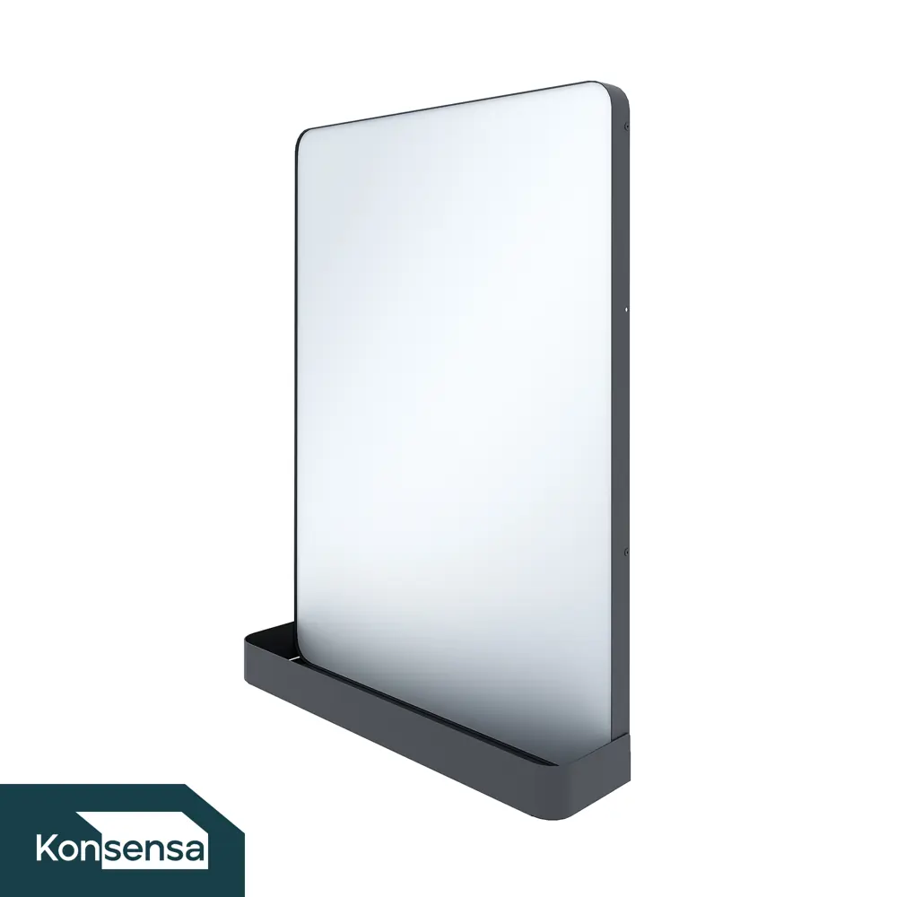 Зеркало для ванной KONSENSA Бруклин с полкой 50x70 см цвет черный 89375199 STLM-2060845 - Вид №2