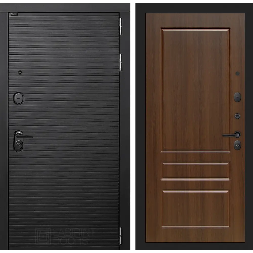 91027191 Входная дверь Labirintdoors Вулкано правый П03 205х88см цвет орех бренди/антрацит софт STLM-0895305
