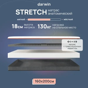 91594873 Матрас Darwin Stretch 160x200x18 см беспружинный, двуспальный STLM-1064988