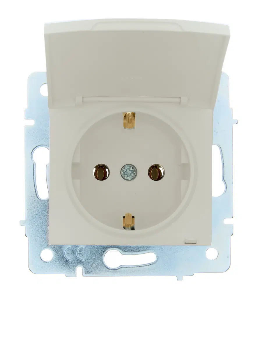 ASTI Розетка с/з с крышкой ПБТ крем механизм LEZARD 7081-0388-123B - Вид №4