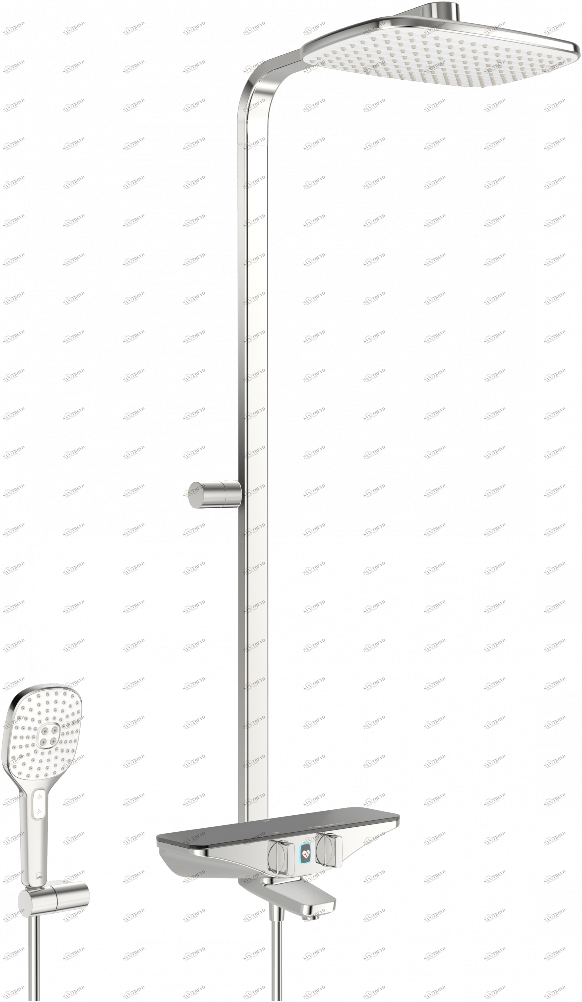Oras 7593U-15 Смеситель с верхним душем rain shower, 6 V 7593U-15 Esteta Wellfit Хром/Серый 