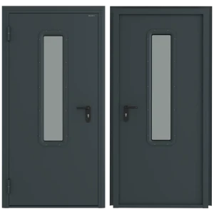 Дверь техническая остекленная 108x205 см левая цвет RAL7016