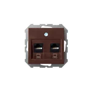 91524077 Розетка компьютерная двойная встраиваемая Liregus Epsilon IKL-002-01 E/R RJ45 цвет коричневый STLM-1543464