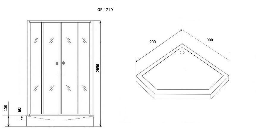 Душевая кабина GROSSMAN GR171D (90*90*205)  - Вид №3