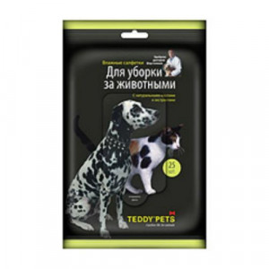 Т0027742 Салфетки для кошек и собак влажные, для уборки 25шт TEDDY PETS