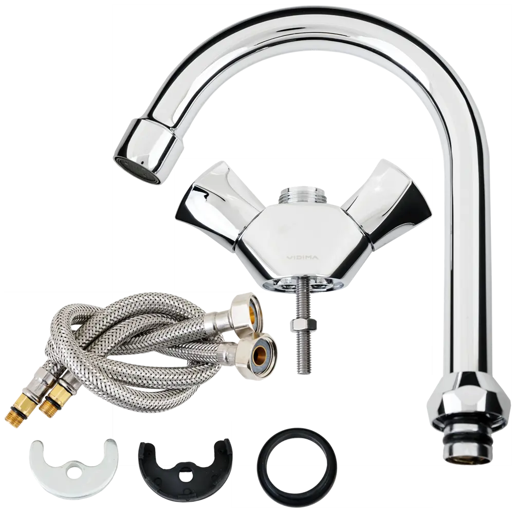 Смеситель для раковины Vidima Element двухвентильный цвет хром STLM-2109178 - Вид №2