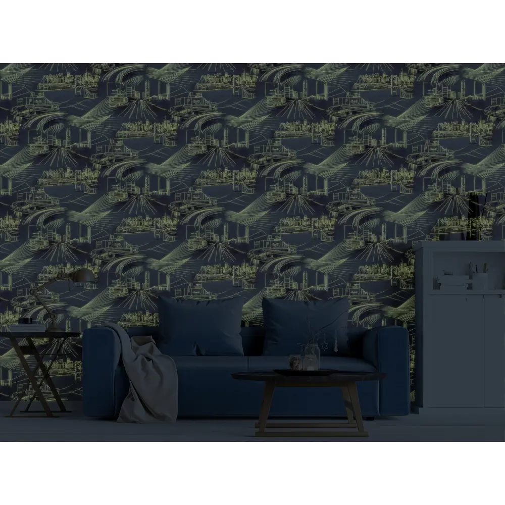 Обои флизелиновые Аспект Сити серые 1.06 м 70234-14 светящиеся в темноте 82638339 STLM-2046527 АСПЕКТ РУ - Вид №4
