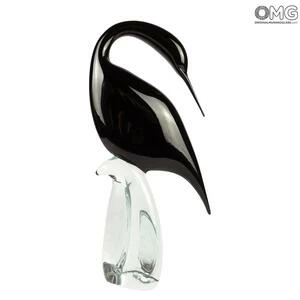 2895 ORIGINALMURANOGLASS Скульптура - Чёрная цапля - самка - муранское стекло OMG 19 см