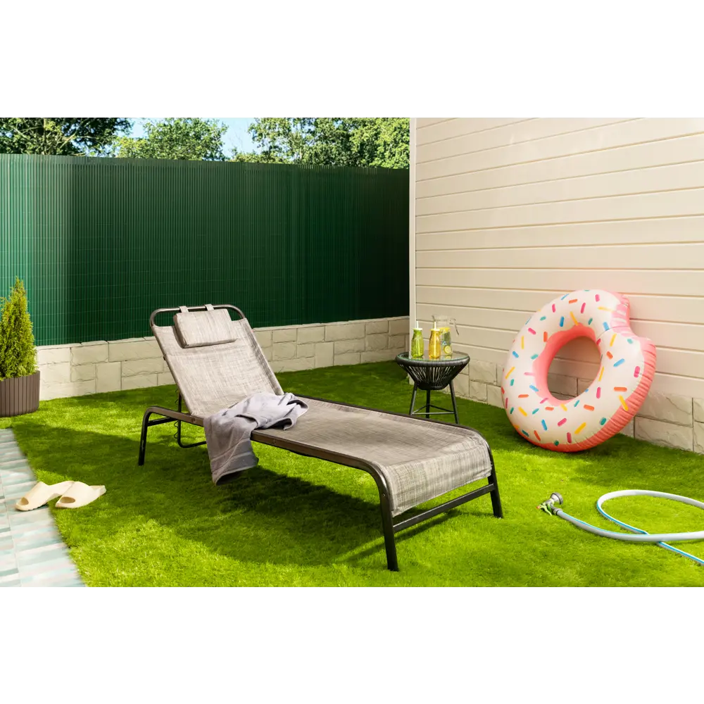 Лежак-шезлонг GreenGard Гоа 200х65х38 см сталь черный/серый STLM-2002234 - Вид №10