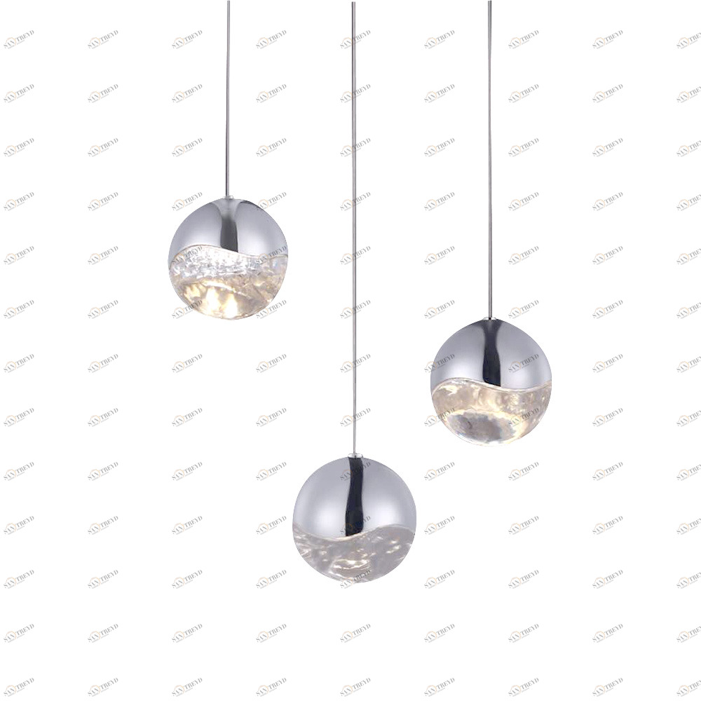Светильник подвесной 120х27 см никель Globo 3U SD3301-3U nickel DELIGHT COLLECTION ДИЗАЙНЕРСКИЕ 00-3882286 Прозрачный;серебро 