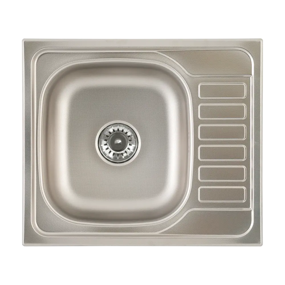 KROMRUS Кухонная мойка квадратная с крылом 58×50 см 82522651 Мойка врезная STLM-0029091 - Вид №1