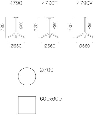 Pedrali Штабелируемый алюминиевый стол с откидной крышкой Ypsilon 4790 - Вид №5