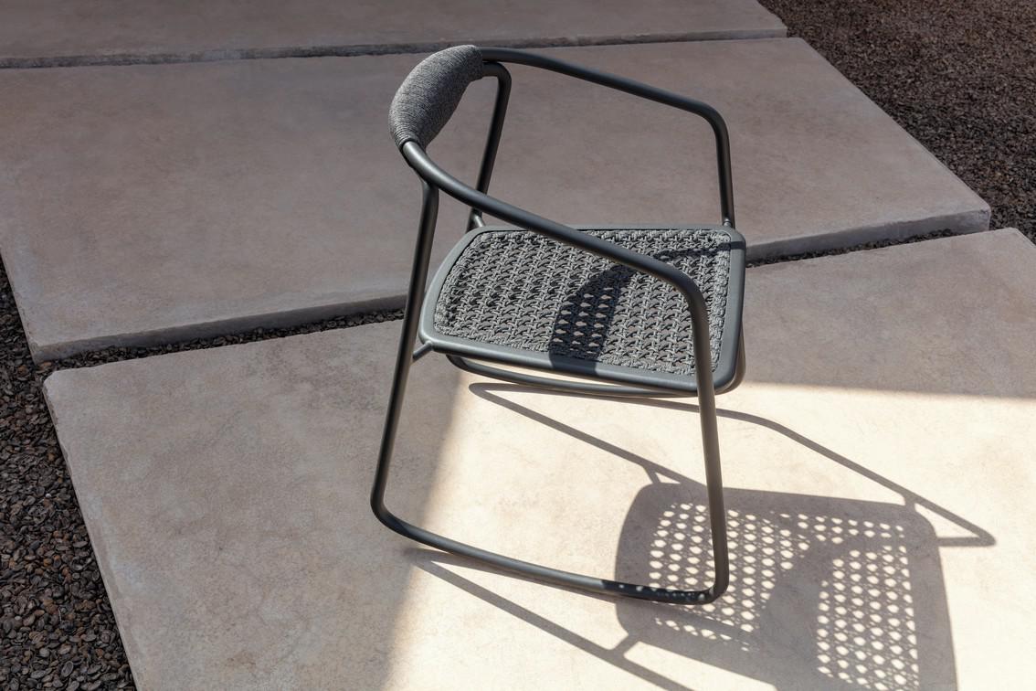 Кресло-качалка лава веревка 4,5мм антрацит + teak Manutti Duo MNST41 - Вид №5