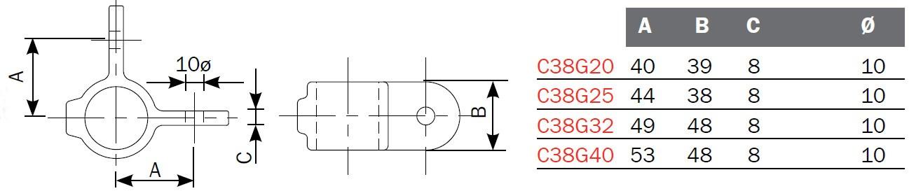 ArtSteel Штифт с наружной резьбой под углом 90 ° Fastclamp C38g20, c38g25, c38g32, c38g40 Santreyd  - Вид №1
