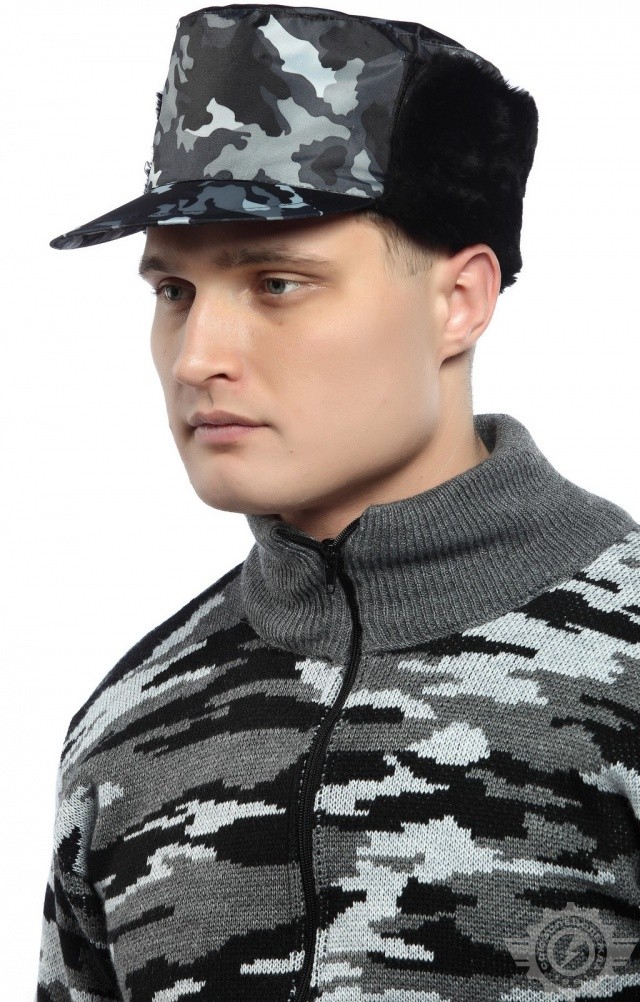61452 Кепи "Охранник" зимнее цвет камуфляж серый  Головные уборы  размер 59 Спецодежда  - Вид №2