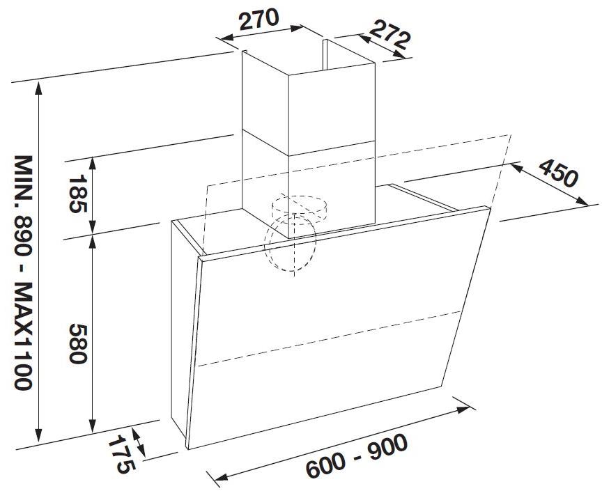 Fulgor Milano Настенная стеклянная вытяжка со встроенным освещением класс а + sun-id-1418677 - Вид №1