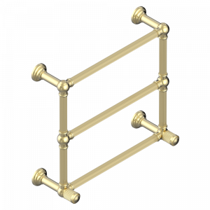 U93-TWF3H2 Полотенцесушитель Традиционный каннелированный, 3 перекладины, 625 мм x 575 мм, водяной, с 2 декоративными крестовыми рукоятками Thg-paris Malmaison métal Матовое светлое золото