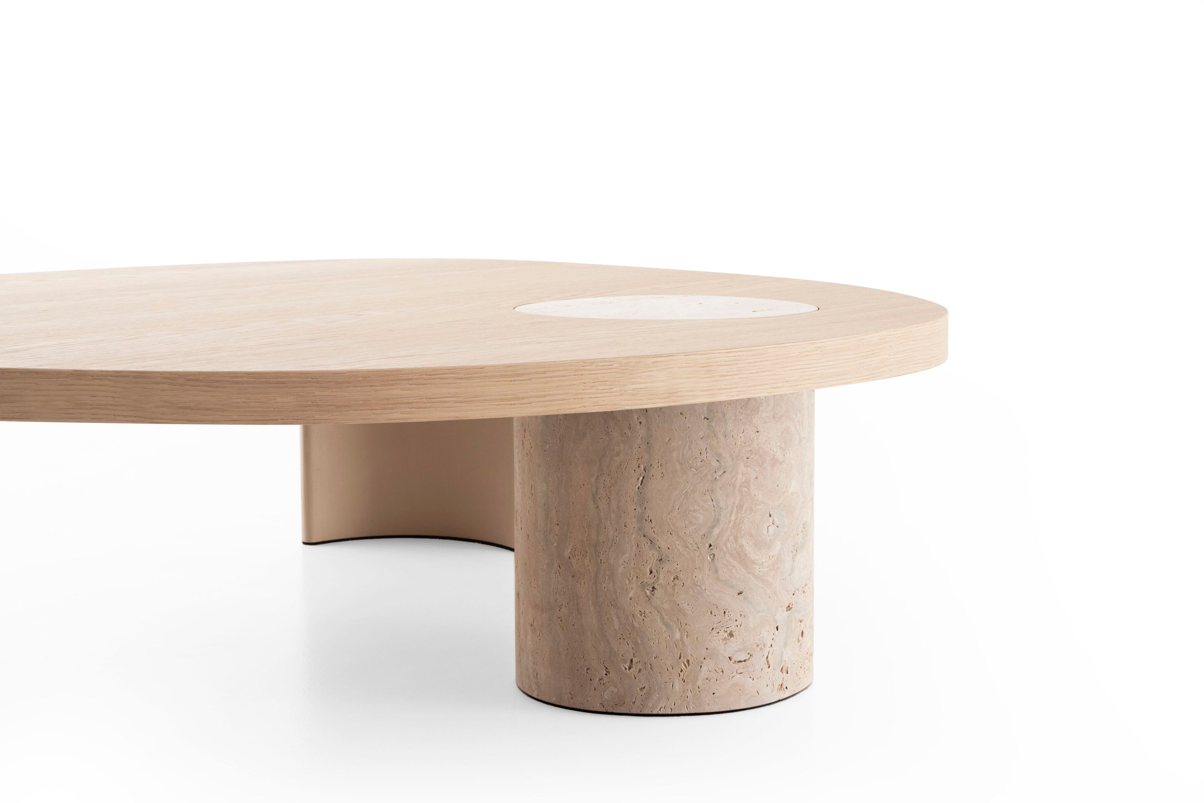 Травертин журнальный столик с деревянной столешницей Morica Design Haute Couture ARCH-00145254 - Вид №2