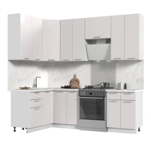 91608049 Кухонный гарнитур Стендмебель КсенияКГ140-180в-ББГ 180x237x60 см ЛДСП цвет белый глянец STLM-1346522