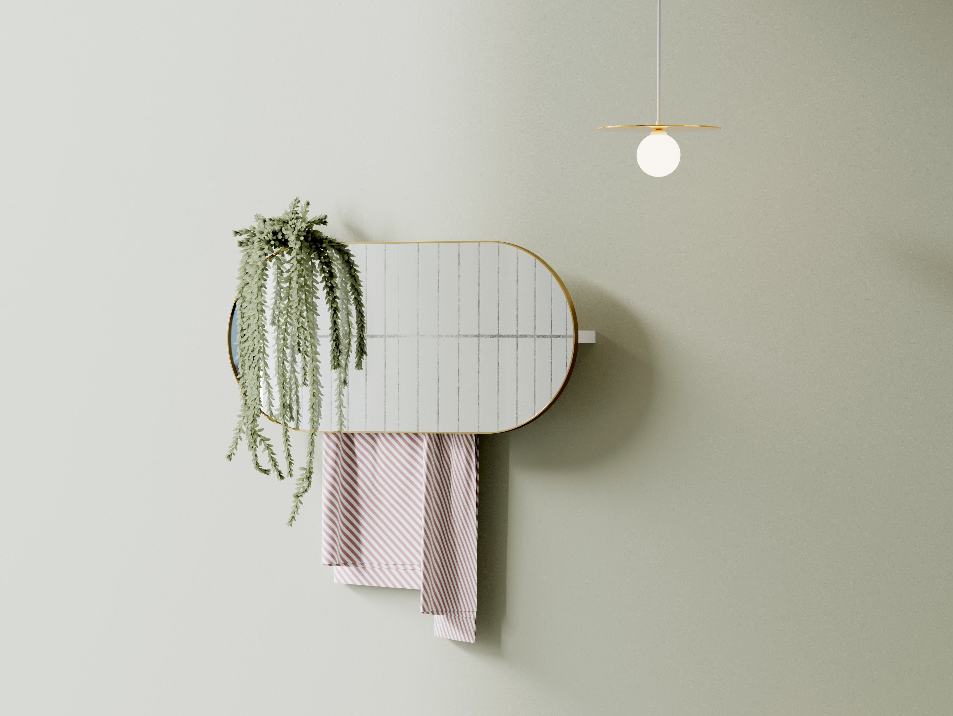 Овальное зеркало с настенной полкой Ex.T арка ARCH-00073324 - Вид №2