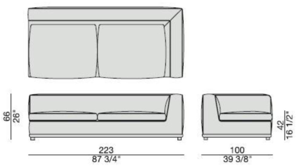 Porada Кожаный диван с шезлонгом Iron sun-id-1465994 - Вид №2