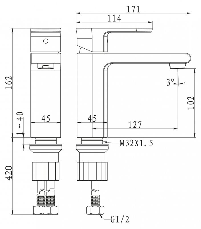Смеситель для раковины TERRA TER-LVM-CRM BELBAGNO - Вид №1
