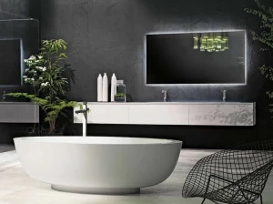 RIFRA Белая глянцевая двойная подвесная тумба под умывальник Zero bagno