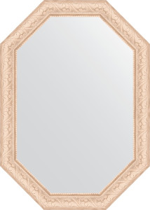 BY 7033 Зеркало в багетной раме - беленый дуб 57 mm EVOFORM Octagon