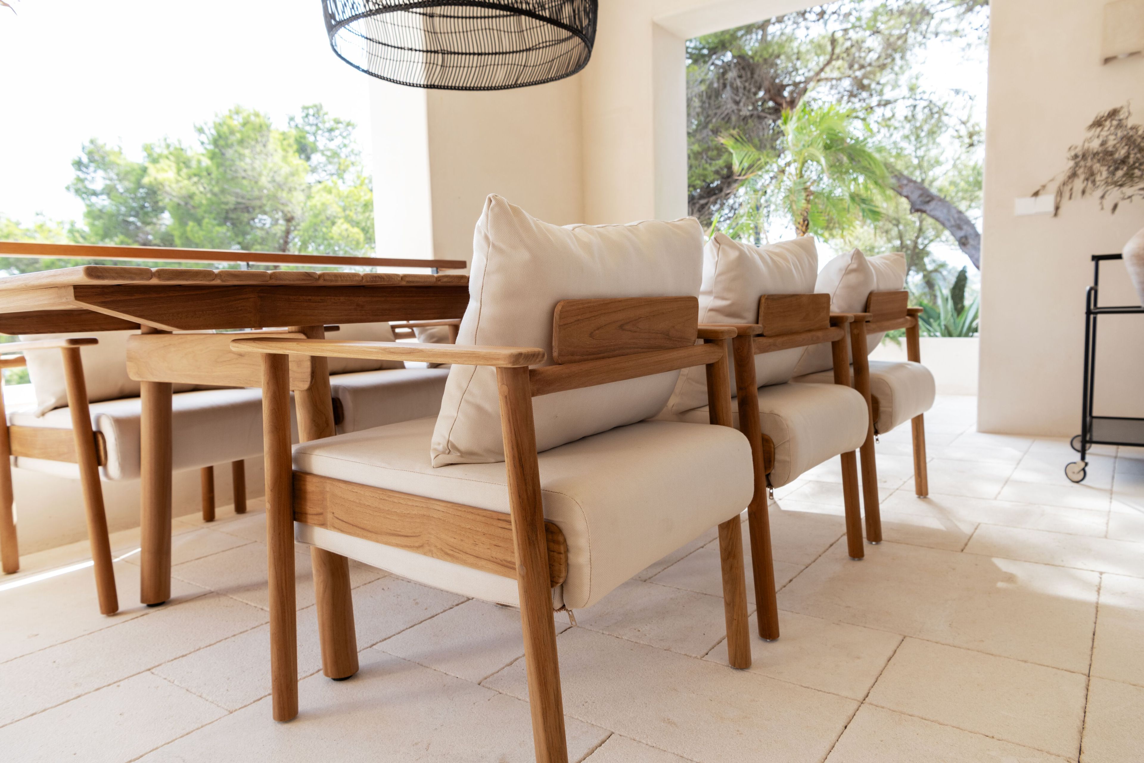 Садовый стул из тикового дерева с подушками Sunbrella FJAKA Pomalo ARCH-00099201 - Вид №9