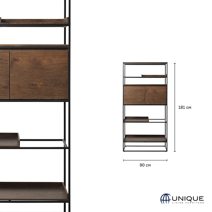 40833020 Шкаф книжный , rivoli, 90х38х180 см Unique Furniture  - Вид №6