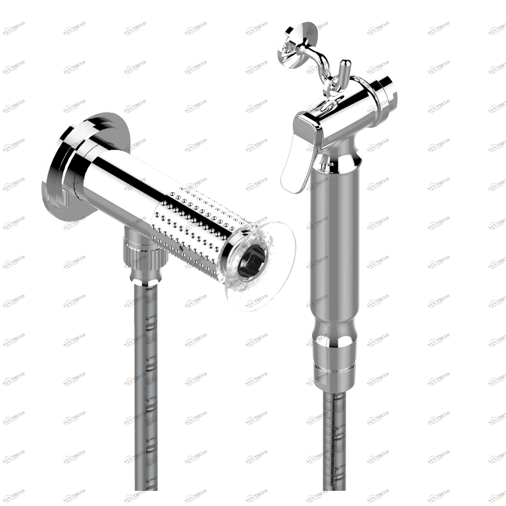 A2I-5840/8 Душ гигиенический: вентиль, 1.25 м шланг, крючок, вывод для душа и лейка с клапаном (возможны только следующие покрытия A02, B01,C01, D03, E02, F01, G01,G02) Thg-paris Perle Хром A2I 5840/8 A02 CAT.A